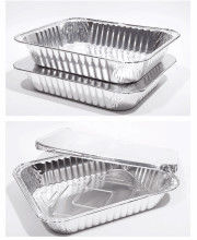 Silver Aluminum Foil Loaf Pans , Disposable Aluminum Baking Pans With Lids